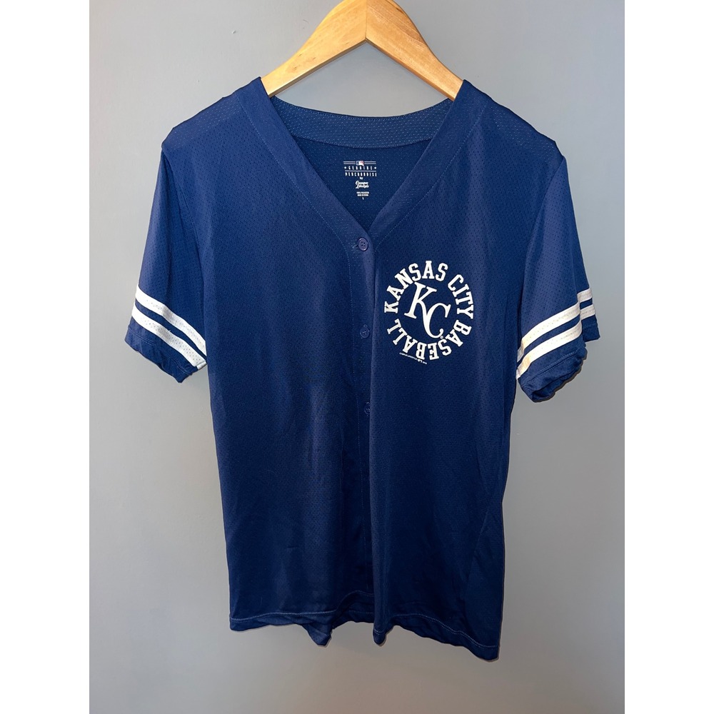 MLB Kansas City Royals Baseball Jersey Blue Mesh Campus Lifestyle Large Womens